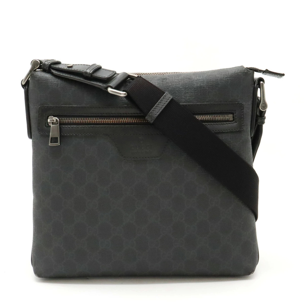 Gucci GG Supreme Plus Crossbody Bag Leather Black Dark Gray
